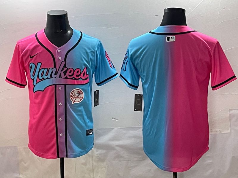Men 2025 New York Yankees Blank Blue pink Game Nike MLB Jersey style 005